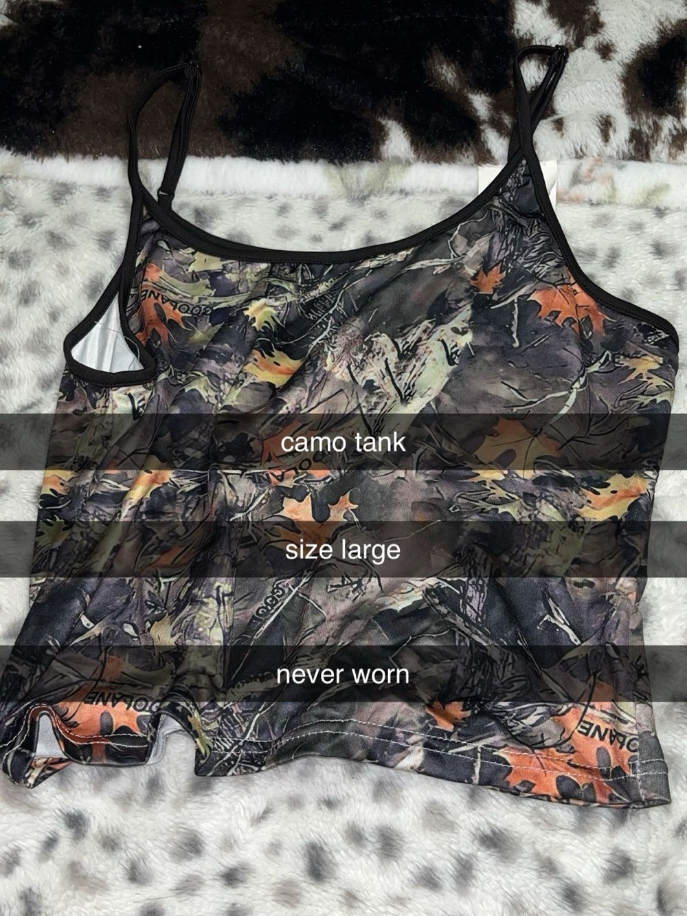 SHEIN Black & Orange Camo Tank Top